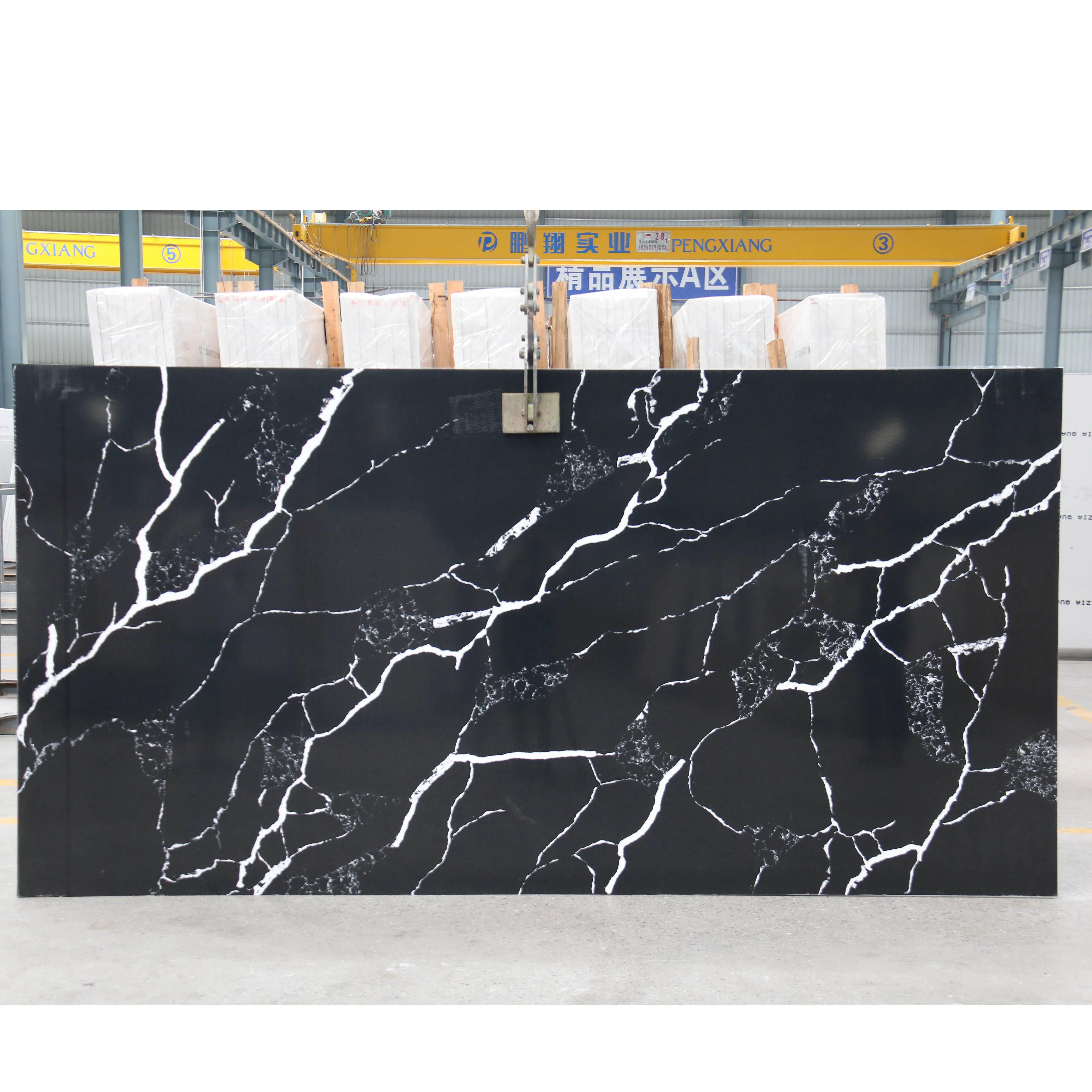 Black Artificial Quartz Calacatta Artificial Stone Price For Kitchen Quartz Countertop Floor Vanitytop