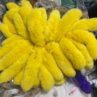 En gros, Porte-clés en queue de renard jaune en fourrure duveteuse, 40 cm, grand modèle, design élégant et tendance, pour sac et clés de voiture, avec breloques suspendues en cristal
