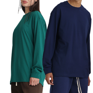 T-shirt Streetwear Vintage Oversize à manches 9/10 en coton Ice Touch, col rond, couleur unie, 220 grammes, logo brodé et imprimé, OEM ODM - Product Image 4
