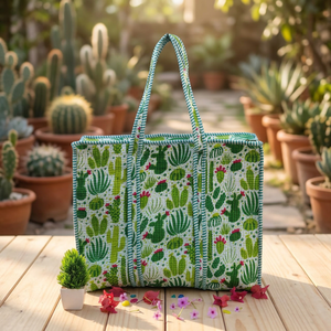 Sac fourre-tout vintage fait main, grande taille, couleur unie, en coton indien lavable, fermeture éclair, sac d'épicerie imprimé, idéal été-printemps - Product Image 2