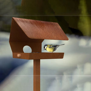 JH-Mech Buiten Vogelhuis Staand Robuust Vogelvoederpaal Gemakkelijk te Reinigen Premium Design Cortenstaal Vogelvoederstation - Product Image 4