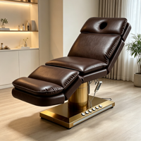 Fauteuil de beauté électrique à 3 moteurs avec base dorée, table de traitement cosmétique réglable, table de massage pour salon, spa, clinique