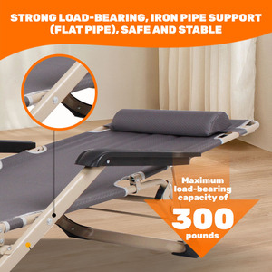 <span class=keywords><strong>Chaise</strong></span> <span class=keywords><strong>Longue</strong></span> Inclinable Zéro Gravité Pliante d'Extérieur au Design Moderne avec Coussin Moelleux pour <span class=keywords><strong>Bain</strong></span> de <span class=keywords><strong>Soleil</strong></span> en Métal pour Cour - Product Image 6