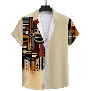 Camicia Casual da <span class=keywords><strong>Uomo</strong></span> con Stampa Etnica, <span class=keywords><strong>Abbigliamento</strong></span> Maschile, Top alla Moda, Camicia Hawaiana a Maniche Corte - Product Image 2