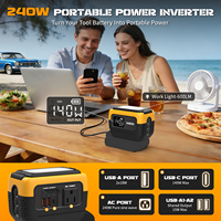 Convertisseur d'énergie à onde sinusoïdale pure Azocek 240W, ordinateurs portables, DC12V/USB-C/USB-A, charge rapide 7A, AC 220V, lumière LED 600LM, sans batterie, camping