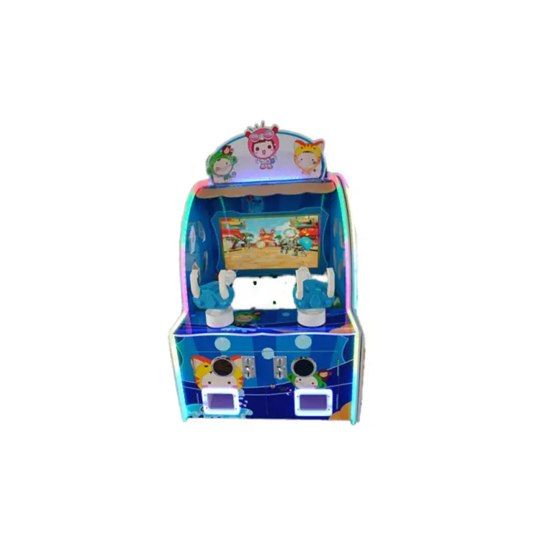 2 oyuncu 32 inç kapalı jetonla çalışan su ateş etme oyunu makinesi çocuk ve yetişkin eğlence Arcade oyunu