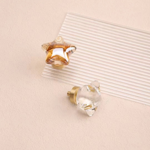 Light Luxury Brass Alloy Glass <strong>Diamond</strong> Furniture Cabinet Door <strong>Drawer</strong> Gold Handles Bedroom Kitchen Pull - Product Image 5