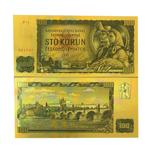 <span class=keywords><strong>Billetes</strong></span> <span class=keywords><strong>de</strong></span> aluminio dorado para colección, moneda <span class=keywords><strong>de</strong></span> plástico para regalo, SK <span class=keywords><strong>10</strong></span>, 1000, 24 K, República Checa - Product Image 5