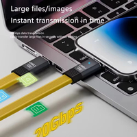 USB3.2 20Gbps Tipo C a Tipo C Cable DE DATOS plano ThunderBolt 3 PD100W 5A Cable de USB-C para iPhone 15 Pro MacBook Pro Samsung Xiaomi