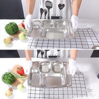 Yolecen 304 assiette à dîner en acier inoxydable plateau à déjeuner en métal épaissi cantine scolaire assiette de restauration rapide pour adultes étudiants