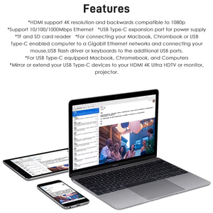 <span class=keywords><strong>USB</strong></span> Loại C 9 trong 1 đa cổng Combo HUB <span class=keywords><strong>USB</strong></span> Loại C TP HDMI RJ45 3xusb3.0 TF SD âm thanh PD - Product Image 4