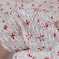 Magnifique tissu jacquard en soie de haute qualité, confortable, à fines rayures rouges et fleurs, pour vêtements féminins.