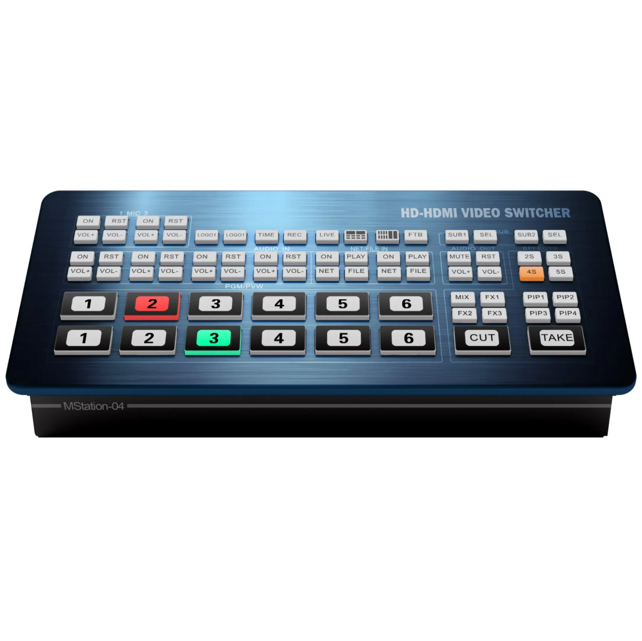 Top quality professional PGM Multiview 4xH DMI input 6 Channel audio video mixer switcher with chroma key vs atem video switcher