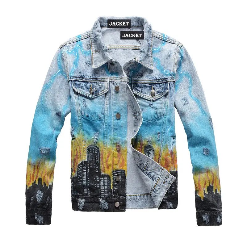 424 Factory Price High Street Style Accept Customize Long Sleeve Oversized Men Denim Jackets
