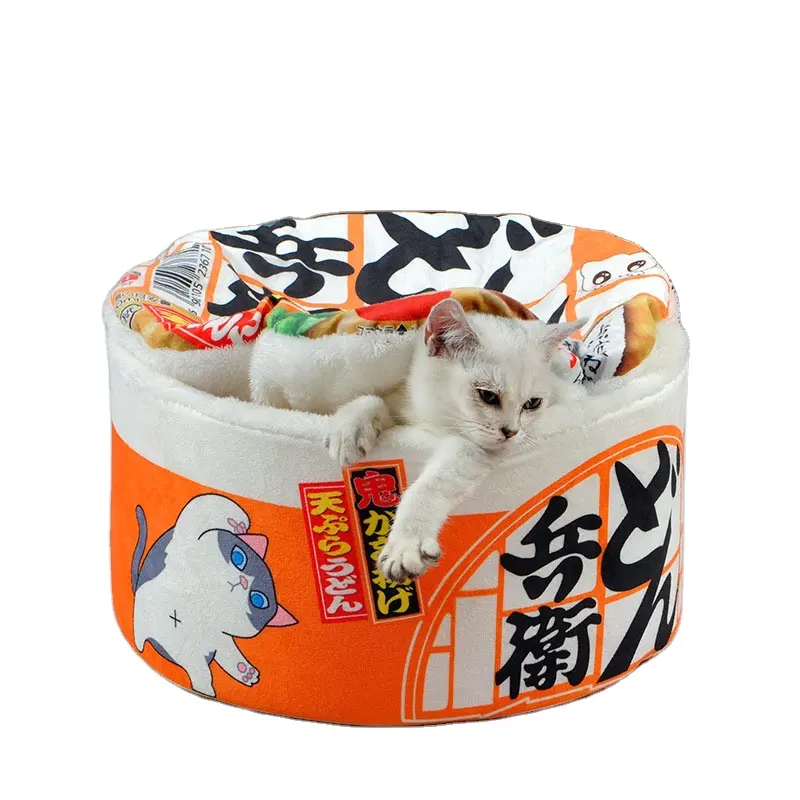 Noodles Bowl Cat's Nest Dog House Winter Warm Removable and Washable Cat Sleeping Bed Soft Pet Kennel