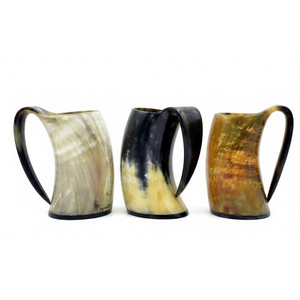 REHMAN CRAFT Handmade Natural Horn Drinking <b>Mug</b> Vintage Rustic Style <b>Large</b> Capacity Beer Horn <b>Mug</b> Handle Dining Wedding Home - Product Image 2