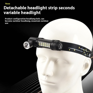 Nhỏ gọn ngoài trời cắm trại Đèn pha đôi USB Sạc ánh sáng mạnh mẽ cho đêm câu cá cưỡi cưỡi không thấm nước góc đèn pin - Product Image 4