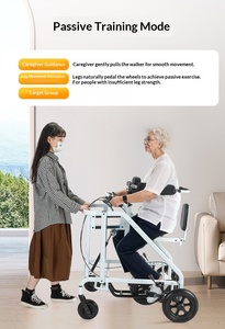Déambulateur de rééducation pour adultes hémiplégiques avec pédales, roues, siège, frein à main, cadre de position assise pour entraînement des membres inférieurs, orthèses portables - Product Image 6