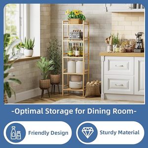 Scaffale da Bagno in Bambù, Espositore da Terra per Organizzazione e Stoccaggio in Spazi Ristretti, Ripiani Regolabili, Libreria in Legno Naturale - Product Image 5