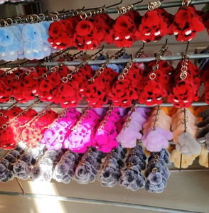 พวงกุญแจตุ๊กตากระต่ายขนแท้สีชมพูลายเสือดาวอีสเตอร์ ขนาด 10 ซม. นุ่มนิ่มน่ารัก ขนปุยฟู - Product Image 2