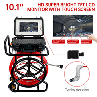 Cámara de Inspección de Tuberías de Alta Calidad de 60M, Sonda de 512Hz, Cámara de Alcantarillado Autonivelante con Ruedas, Pantalla de 10.1 Pulgadas, Sistema de Boroscopio DVR