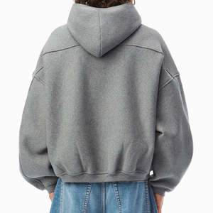 Felpa con Cappuccio e Zip Integrale da <span class=keywords><strong>Uomo</strong></span> in Cotone Pesante 600 GSM, Oversize con Spalle Cadenti, Personalizzabile, Vendita all'Ingrosso - Product Image 3