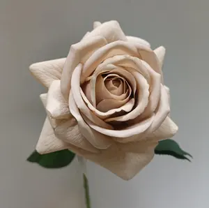 Flores artificiales de látex de 12cm al por mayor, rosas de tacto real para decoración de boda