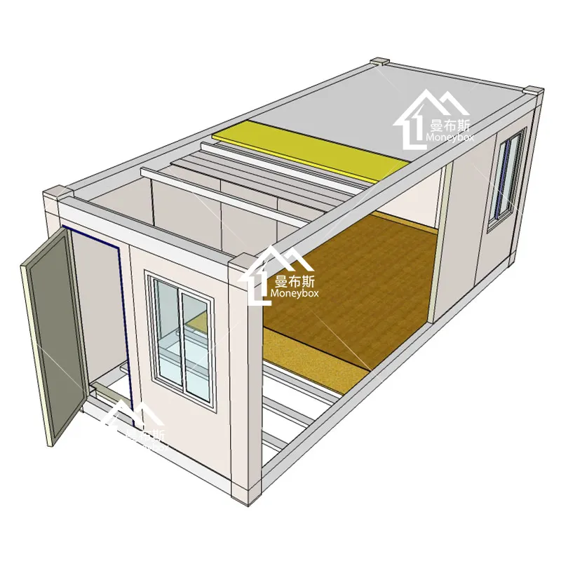 Easy assemble one bedroom light steel structure flat roof prefab container home