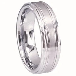 WHOLESALES 8MM brushed surface tungsten carbide plated white gold saudi arabia silver finger ring for men