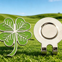 Clip de chapeau magnétique en émail souple ou dur, motif trèfle à quatre feuilles vert porte-bonheur, marqueur de balle de golf pour accessoires de golf