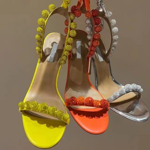 Tacones Altos Sexys de Marca de Lujo para Mujer, Tacones Altos con Cordones para Boda y Fiesta, Sandalias de Tacón Alto de Cuero Genuino - Product Image 5