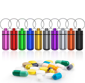 Small Portable Pill Case with Keychain Waterproof Aluminum Pill Organizer Metal Mini Drug Storage Holder for Outdoor Camp Travel