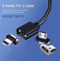 Doonjiey Kabel Pengisi Daya Ponsel Magnetik, 3 In 1 Magnetis untuk Iphone Android