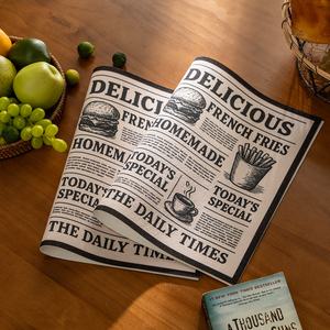<span class=keywords><strong>La</strong></span> Gastronomie <span class=keywords><strong>Gazette</strong></span> Doux Lin Imitation Tissu Imprimé Napperons Résistant À <span class=keywords><strong>La</strong></span> Chaleur Quotidien Nourriture <span class=keywords><strong>Journal</strong></span> Motif Tapis De Table - Product Image 3