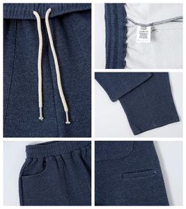 Conjunto de chándal de dos piezas para hombre, marca privada OEM, liso, con sudadera con capucha de cremallera completa oversize y pantalones de chándal de pierna ancha, de forro polar cepillado - Product Image 2