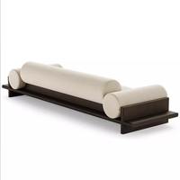 Canapé modulaire en bois massif et tissu, trois places, en ligne droite, avec rembourrage en mousse, style nordique moderne, pour petits appartements