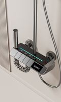 Ensemble de robinetterie de douche murale moderne avec affichage numérique de la température LED, 4 fonctions, aluminium, céramique, garantie de 2 ans