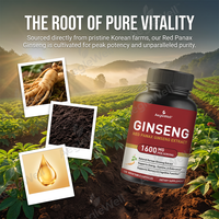 AegleWell Capsules d'extrait de ginseng rouge Panax 1600 mg par portion, favorisent l'énergie et la résistance, 120 capsules végétales, complément alimentaire