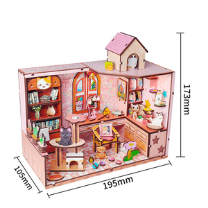 Y-TOP Kit Creativo Fai-da-Te Mini <span class=keywords><strong>Casa</strong></span> per Gatti in Legno con Puzzle 3D e Luce LED, 101-500 Pezzi per Adolescenti e Adulti - Product Image 3