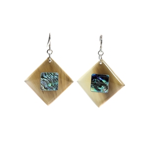 Premium Minh Giang Craft Buffalo Horn Earrings Elegant Inlaid <b>Abalone</b> <b>Shell</b> Designs Handmade Organic Jewelry for Her - Product Image 1