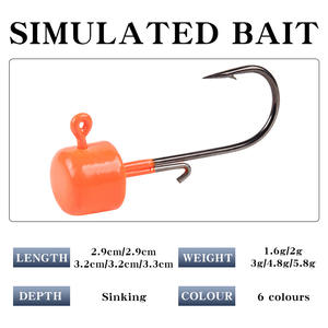 Hameçons à tête plombée six couleurs 1 2 3 4 5 pour la pêche au bar en eau douce, têtes de jig pour leurres souples avec design d'hameçon barbelé - Product Image 5