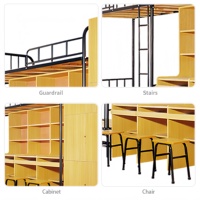Lit mezzanine moderne Queen Size avec bureau intégré pour dortoir scolaire, appartement, hôtel/usage commercial – Lit superposé en métal et tubes ronds