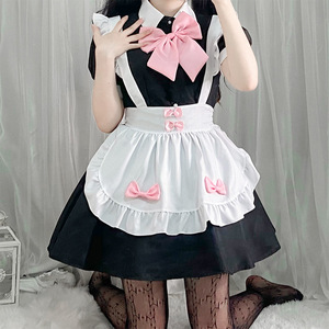 Yeni <span class=keywords><strong>Kawaii</strong></span> Pembe Yay Lolita Üniforma Cosplay Kostüm Siyah Hizmetçi Elbisesi Japon Anime JK Sevimli Kız Seti Parti Performansı Kıyafeti - Product Image 5