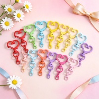 Fermoirs mousquetons métalliques multicolores personnalisables, porte-clés en métal en forme de cœur, fournitures de bricolage personnalisables