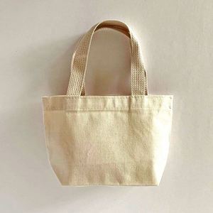 Bolsas de tela de lona extra pequeñas de 12 oz al por mayor, bolsas de algodón en blanco para regalo, recuerdo de boda, con asa tejida - Product Image 1