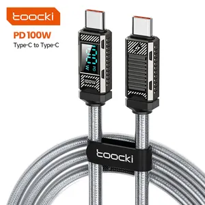 Toocki cabo usb c para celulares, cabo de carregamento rápido tipo C de 1m 2m pd 100w, nova série de cabos digitais para smartphones e laptops