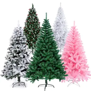 Venta al por mayor de fábrica de alta calidad Rosa Blanco 60cm 90cm 120cm 150cm 180cm 210cm 240cm 270cm 300cm árboles de Navidad decorativos de PVC