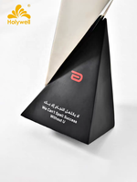 Trophée Géométrique Créatif en Métal Plié Holywell 2026, Nouvelle Arrivée, Premium, Argent, Base Noire, Étanche, Gravé