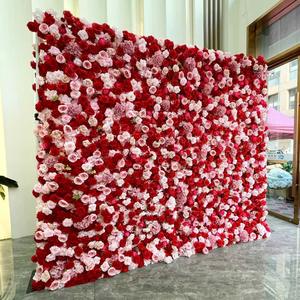 Panel de Pared de Flores Artificiales de Seda para Decoración de Bodas y Eventos, Fondo de Tela Blanco y Rosa de 8 pies x 8 pies - Product Image 6