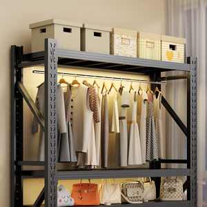 Organisateur de placard de rangement blanc <span class=keywords><strong>Cintre</strong></span> à étagères robuste avec rideau anti-poussière et panneau perforé <span class=keywords><strong>Fr</strong></span> Chambre et dortoir - Product Image 5